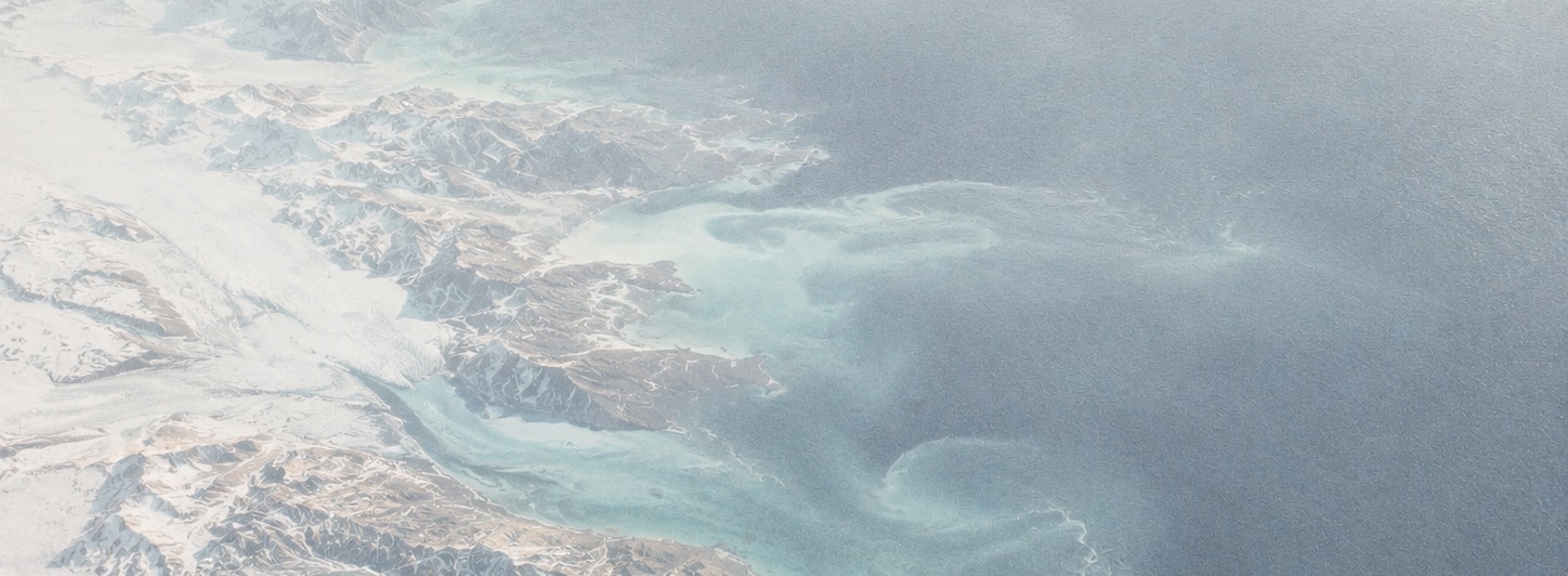 Aerial view of ice and coastal waters